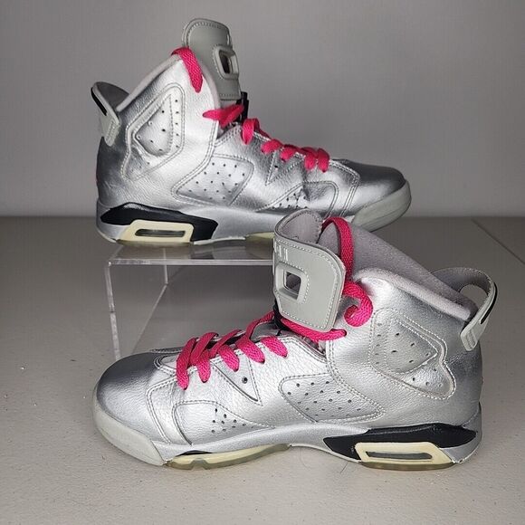Air Jordan VI 6 Valentine's Day Retro Silver Pink Size 5.5Y 543390-009 EU38 - Picture 2 of 10
